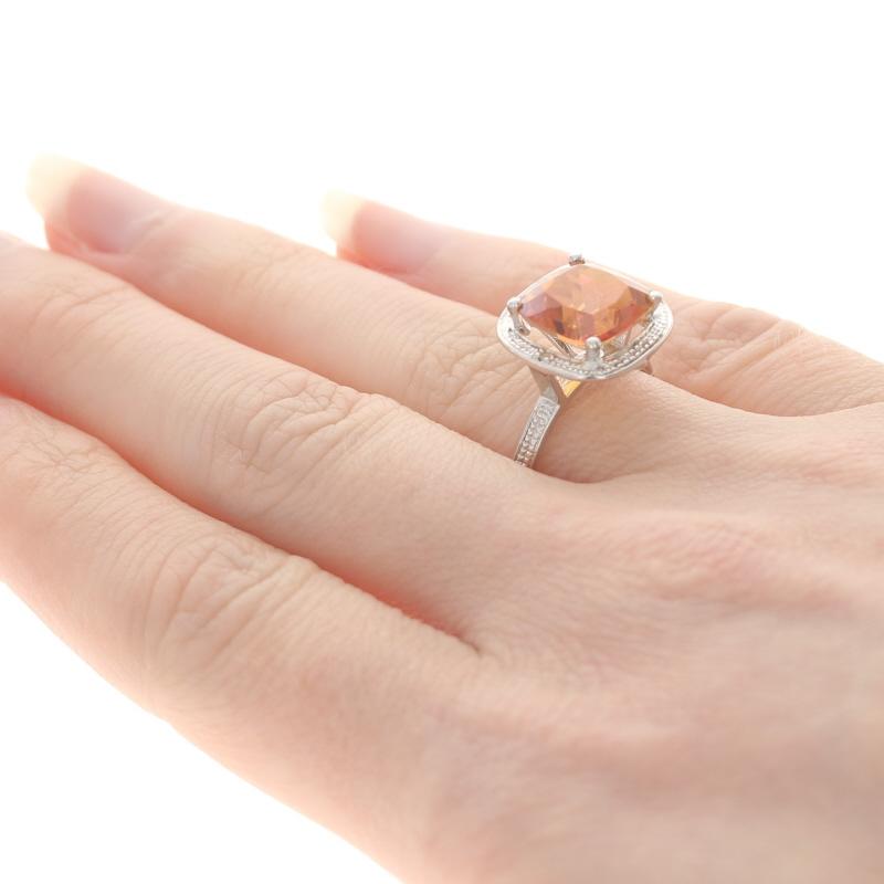 NEW Azotic Topaz & Diamond Ring - Sterling Silver 6.93ctw Halo-Inspired Size 7 1