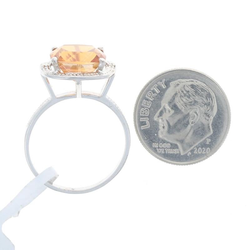 NEW Azotic Topaz & Diamond Ring - Sterling Silver 6.93ctw Halo-Inspired Size 7 2