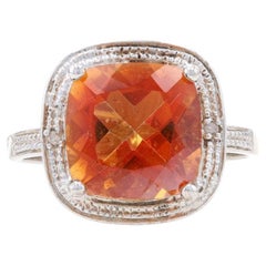 Bague Azotic Topaz & Diamond, argent sterling 6,93 ctw inspirée du halo, taille 7, neuve