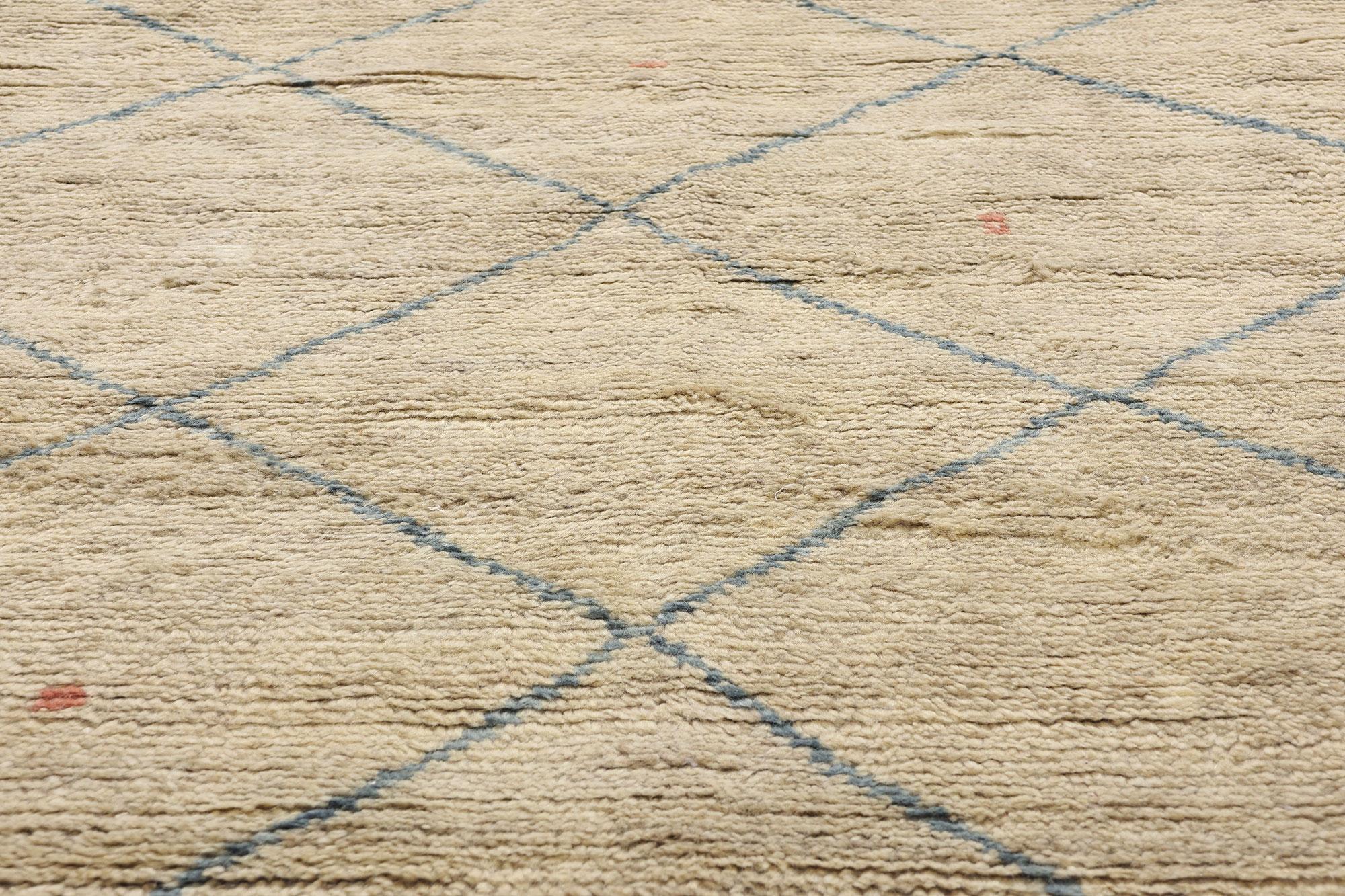 Annodato a mano New Azure Desert Diamond Tappeto marocchino moderno con stile contemporaneo in vendita