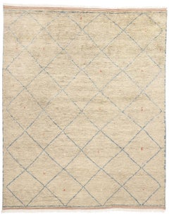 Nueva Alfombra Marroquí Moderna Diamante del Desierto Azul con Estilo Contemporáneo