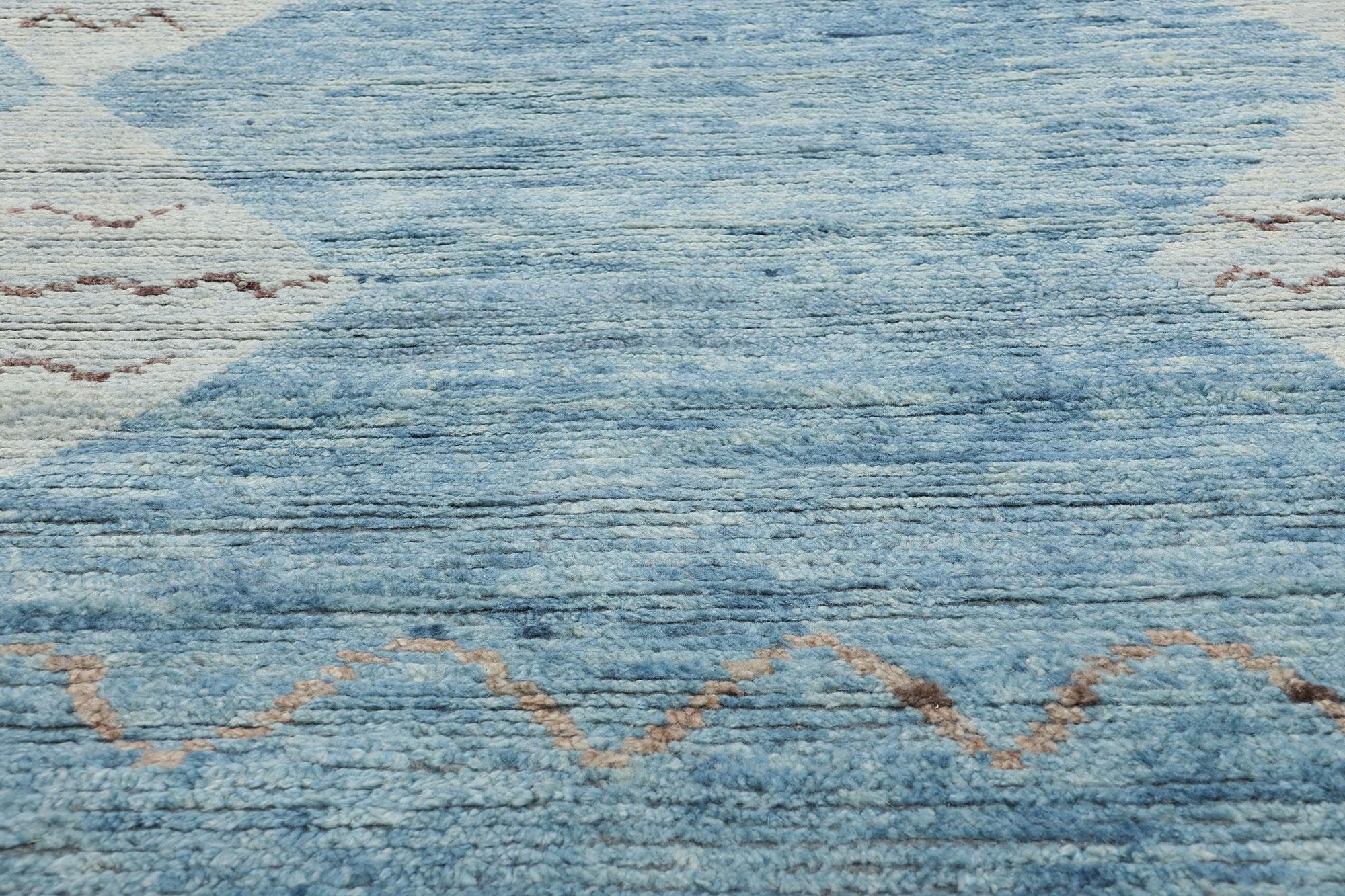 New Azure Desert Diamonds Contemporary Moroccan Area Rug (Handgeknüpft) im Angebot
