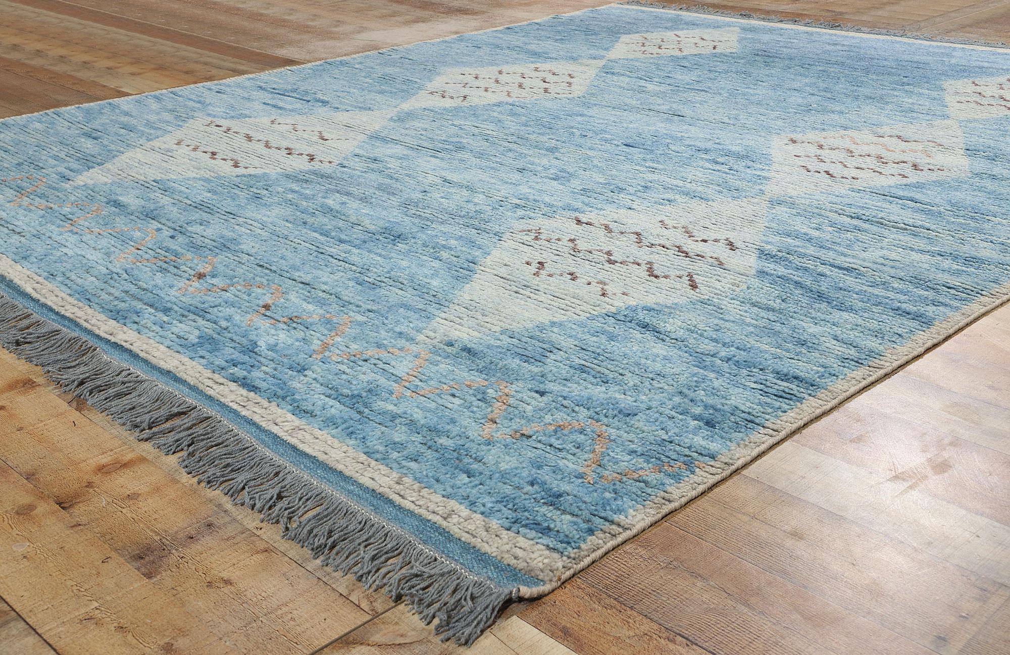 New Azure Desert Diamonds Contemporary Moroccan Area Rug (21. Jahrhundert und zeitgenössisch) im Angebot