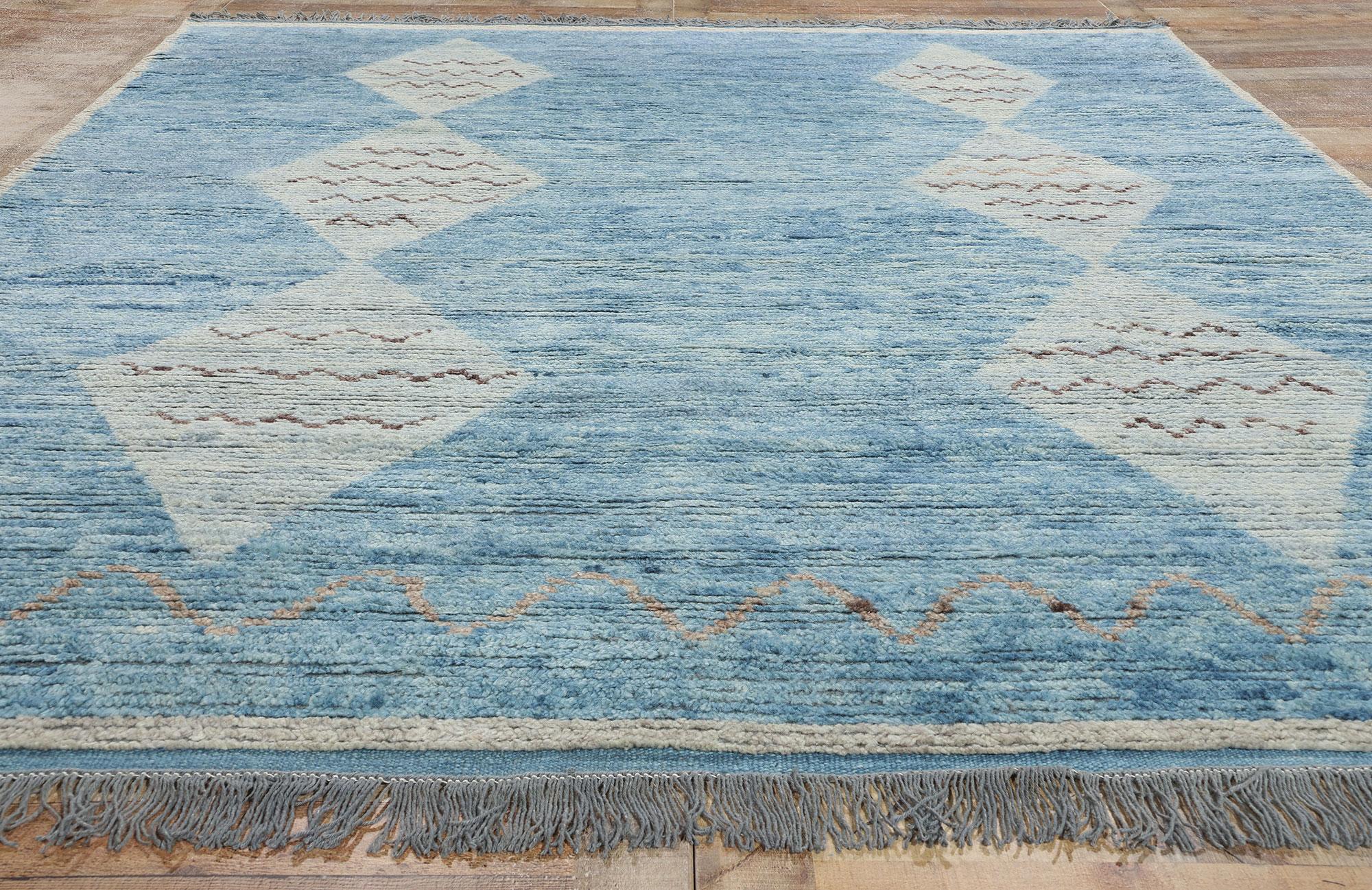 New Azure Desert Diamonds Contemporary Moroccan Area Rug (Wolle) im Angebot