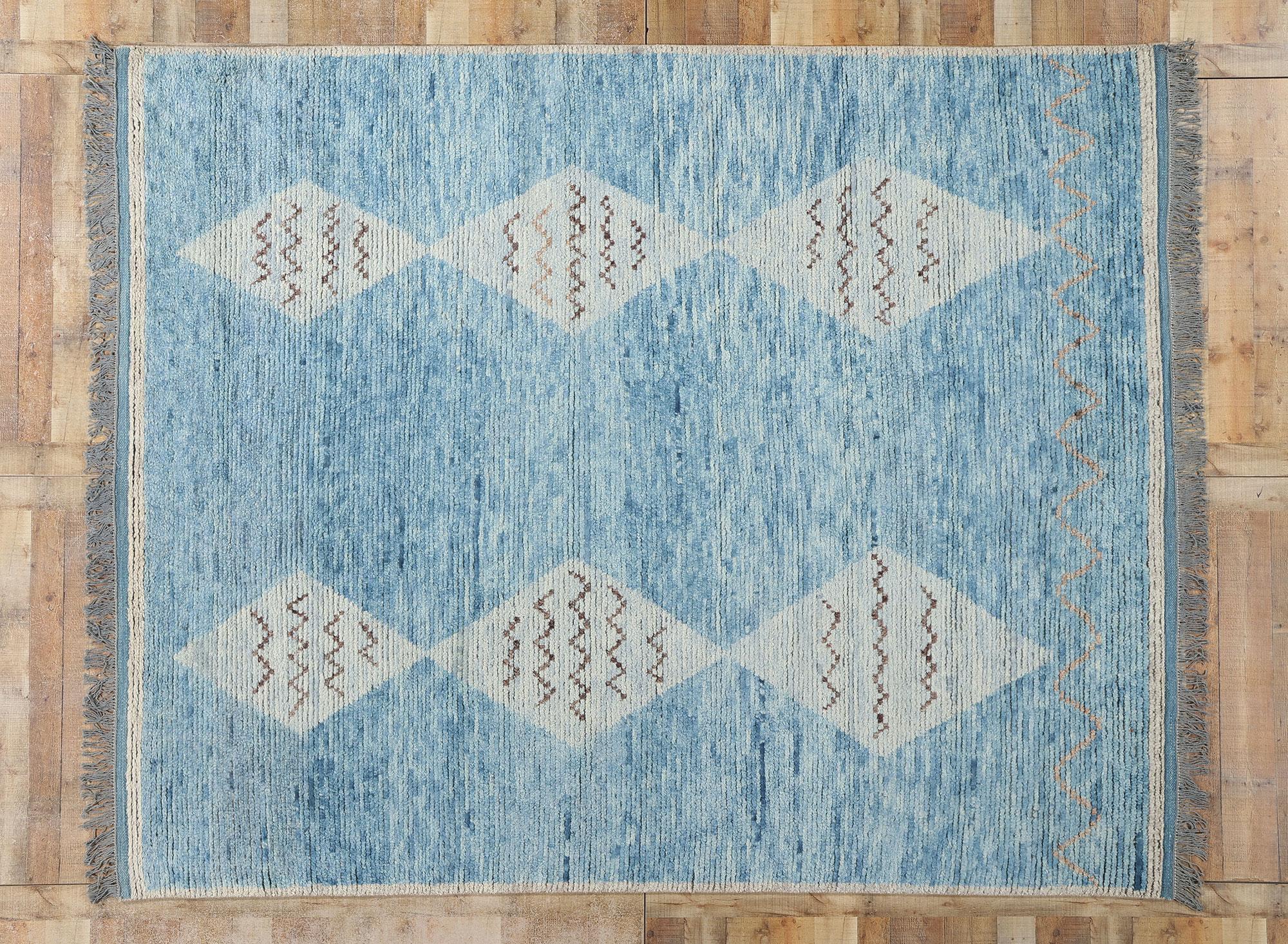 New Azure Desert Diamonds Contemporary Moroccan Area Rug im Angebot 1