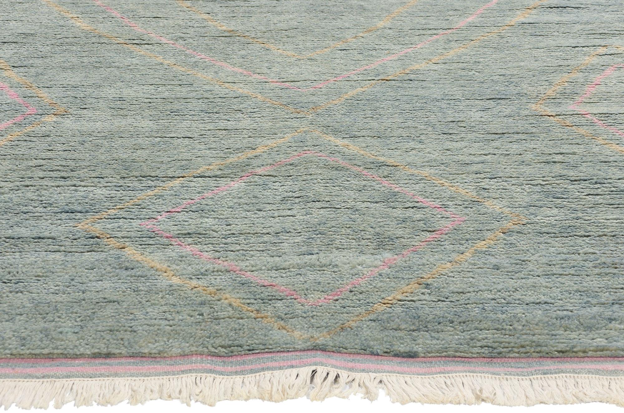 Moderner marokkanischer Azure Desert Dreams Teppich in Azurblau, 10'01 x 10'07, neu (Indisch) im Angebot