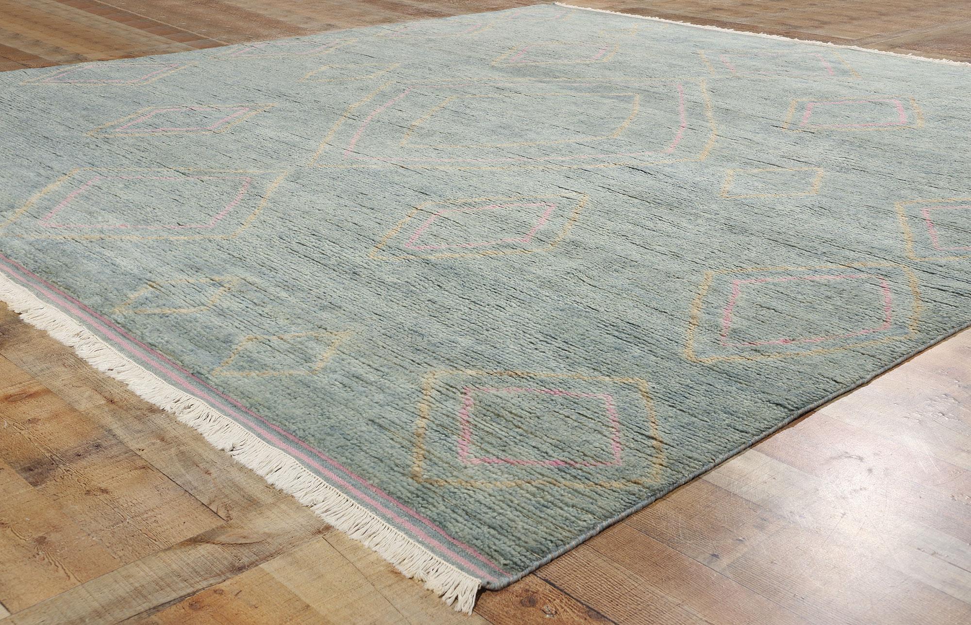 Moderner marokkanischer Azure Desert Dreams Teppich in Azurblau, 10'01 x 10'07, neu (21. Jahrhundert und zeitgenössisch) im Angebot