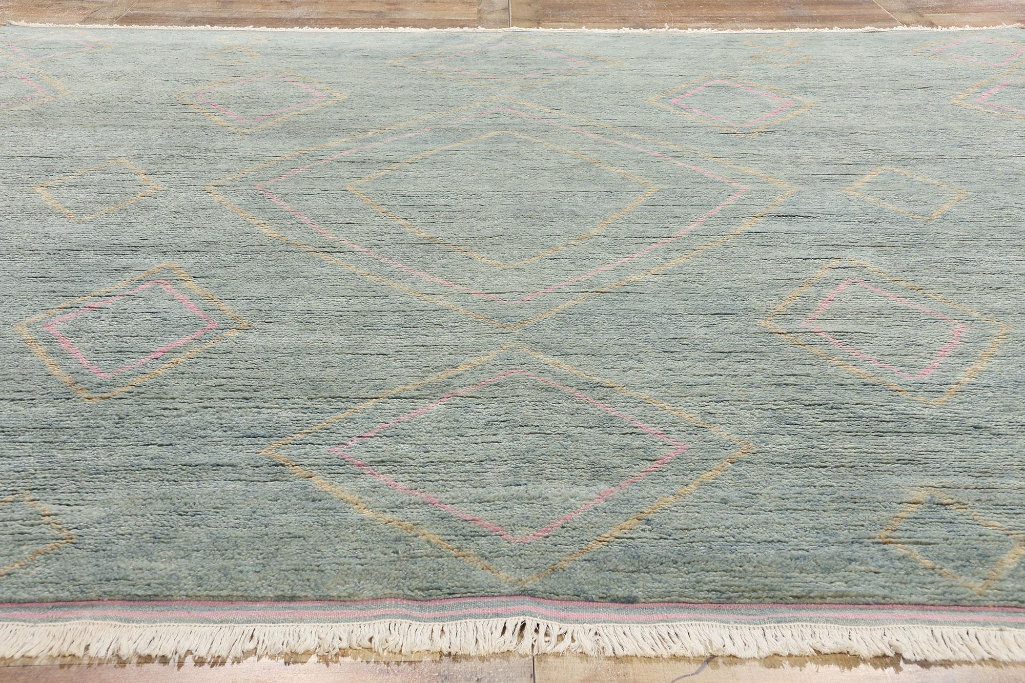 Moderner marokkanischer Azure Desert Dreams Teppich in Azurblau, 10'01 x 10'07, neu (Wolle) im Angebot