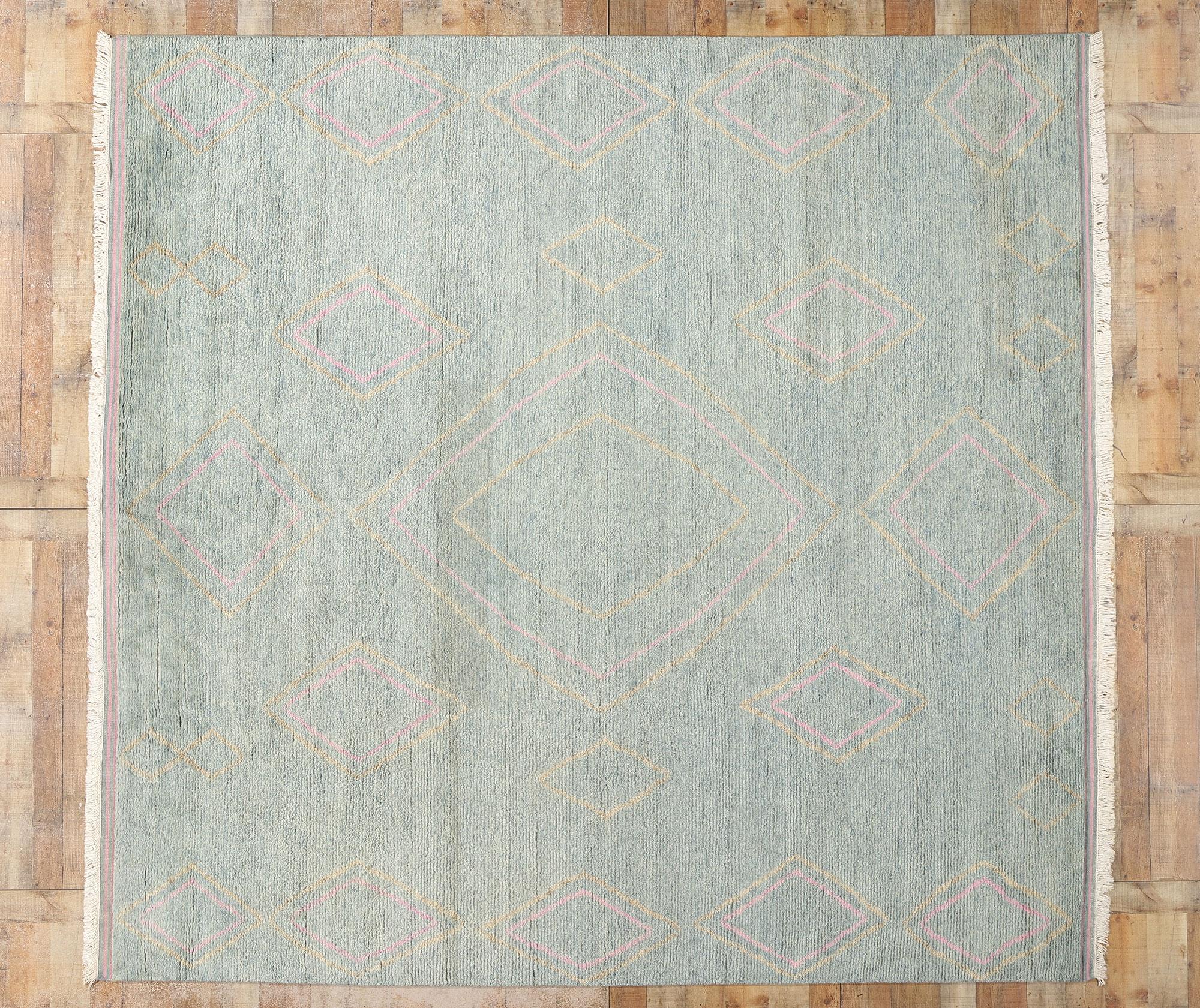 Moderner marokkanischer Azure Desert Dreams Teppich in Azurblau, 10'01 x 10'07, neu im Angebot 1