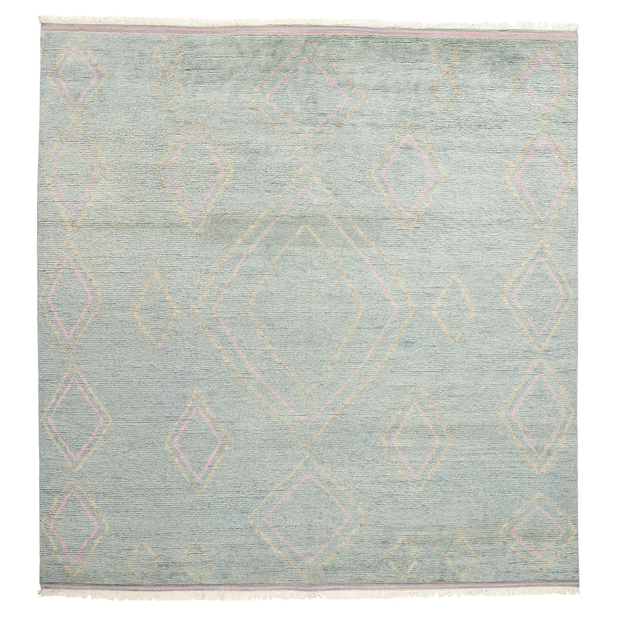 New Azure Desert Dreams Modern Moroccan Rug, 10'01 x 10'07