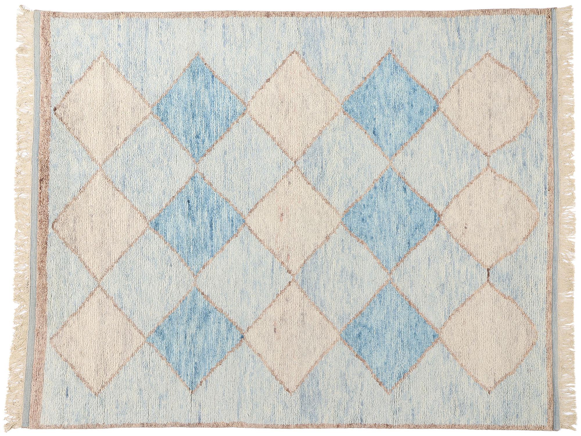 Marokkanischer Azurblauer Azure Mirage-Diamant-Teppich, 08'03 x 10'05, neu im Angebot 2