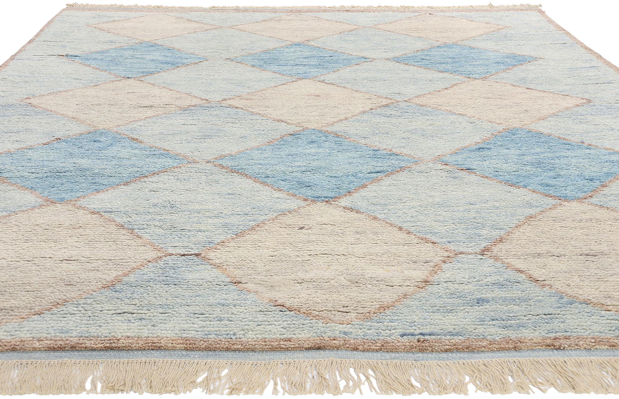 Marokkanischer Azurblauer Azure Mirage-Diamant-Teppich, 08'03 x 10'05, neu (Böhmisch) im Angebot