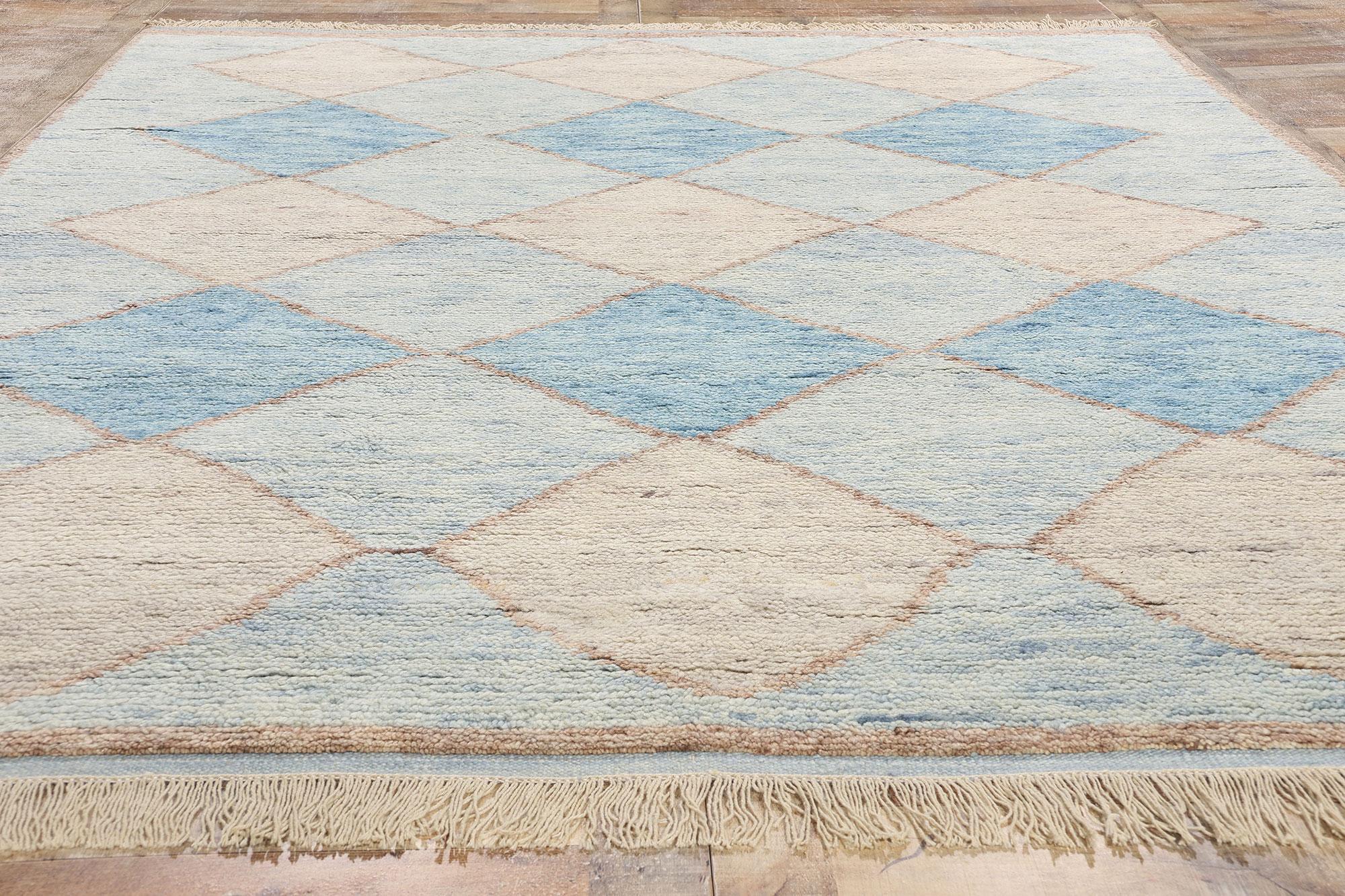 Marokkanischer Azurblauer Azure Mirage-Diamant-Teppich, 08'03 x 10'05, neu (Wolle) im Angebot