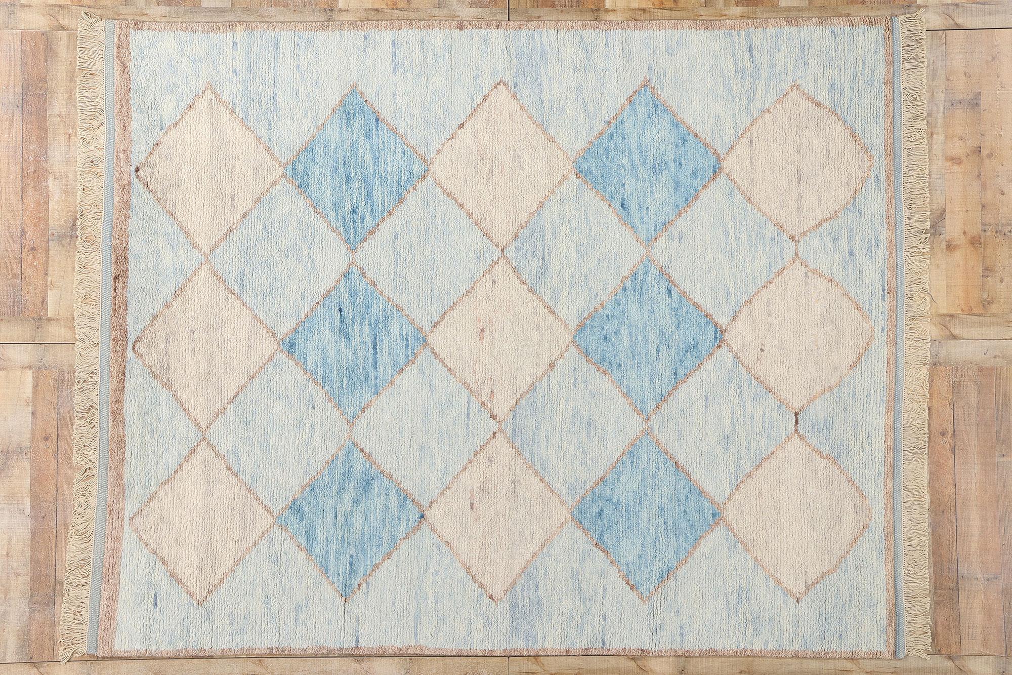 Marokkanischer Azurblauer Azure Mirage-Diamant-Teppich, 08'03 x 10'05, neu im Angebot 1