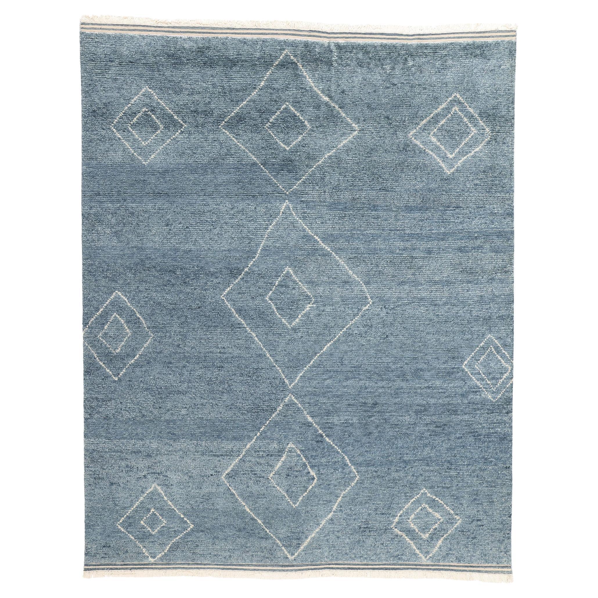 New Azure Oasis Modern Moroccan Rug, 08'02 x 10'02