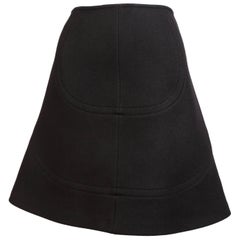 new Azzedine Alaia black wool A-line skirt