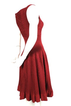 new AZZEDINE ALAIA bordeaux plisse knit dress