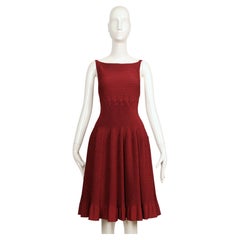 new AZZEDINE ALAIA bordeaux plisse knit dress