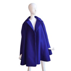 New AZZEDINE ALAÏA  Felted Wool Babydoll Cape in Indigo FR38 US 4-6