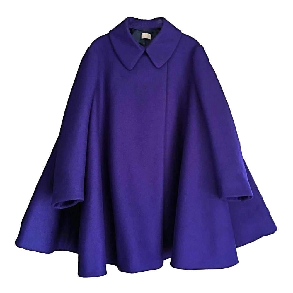 New AZZEDINE ALAÏA  Felted Wool Babydoll Cape in Indigo FR38 US 4-6 For Sale