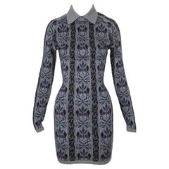 Robe ajustée en maille vintage Azzedine Alaïa, collection automne 1990, en jacquard à motifs floraux
