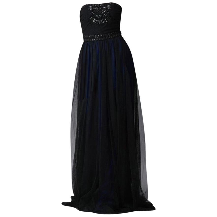 New Badgley Mischka Couture Beaded Evening Dress Gown  Sz 4