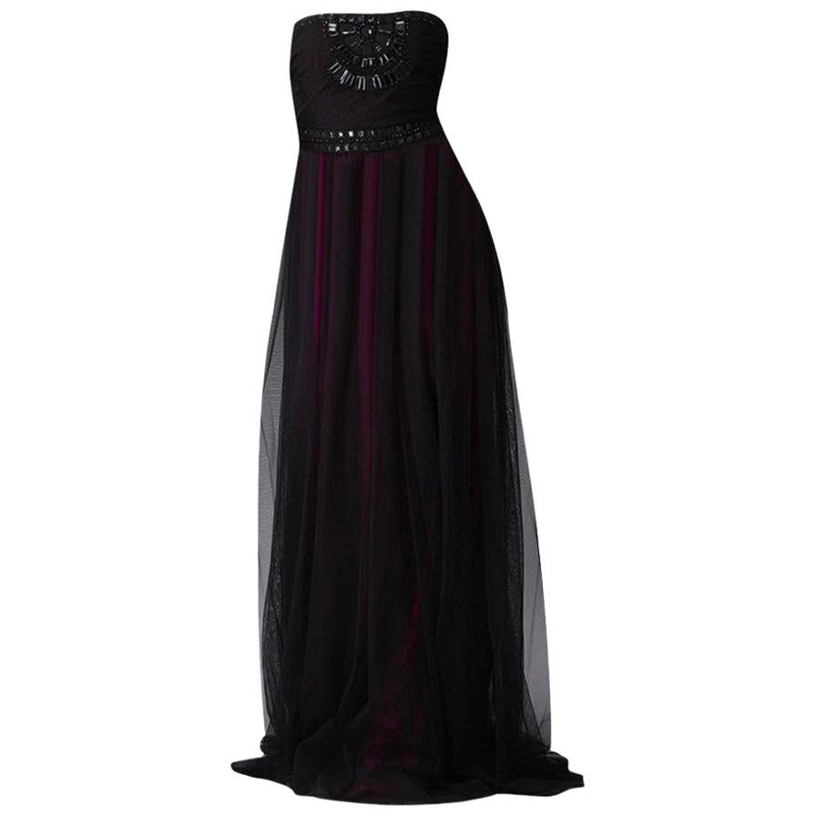 New Badgley Mischka Beaded Evening Dress Gown  Sz 6