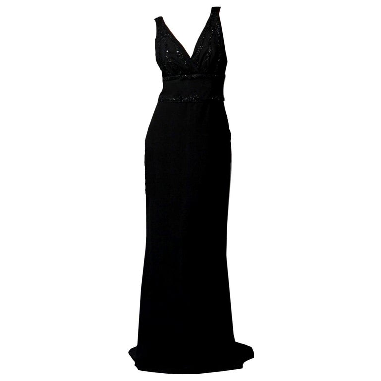 New Badgley Mischka Couture Beaded Evening Dress Gown Sz 6 For Sale at ...