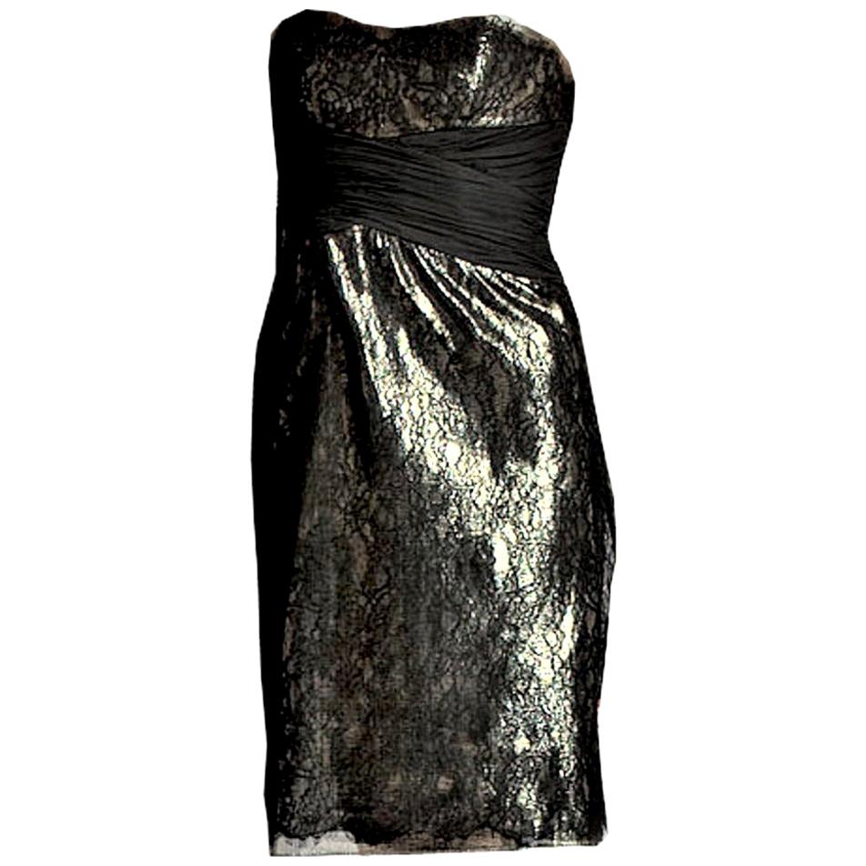 gold lame cocktail dress