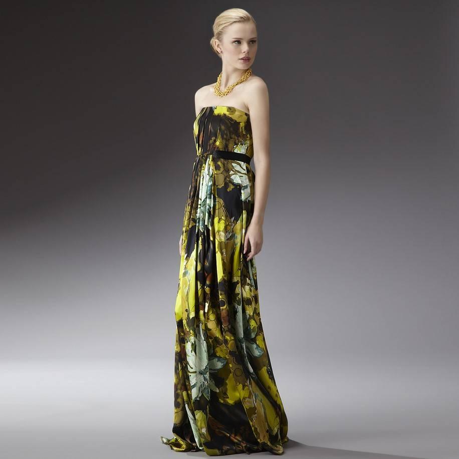 Badgley Mischka Gown
Size: 4
Brand New with Tags
* 100% Silk
* Stunning Multi Print 
* Fully Lined
* Hidden Zipper & Hook Closure
* Sash Ties at Back
* Boning at Bodice for Support
We are happy to provide measurements upon request