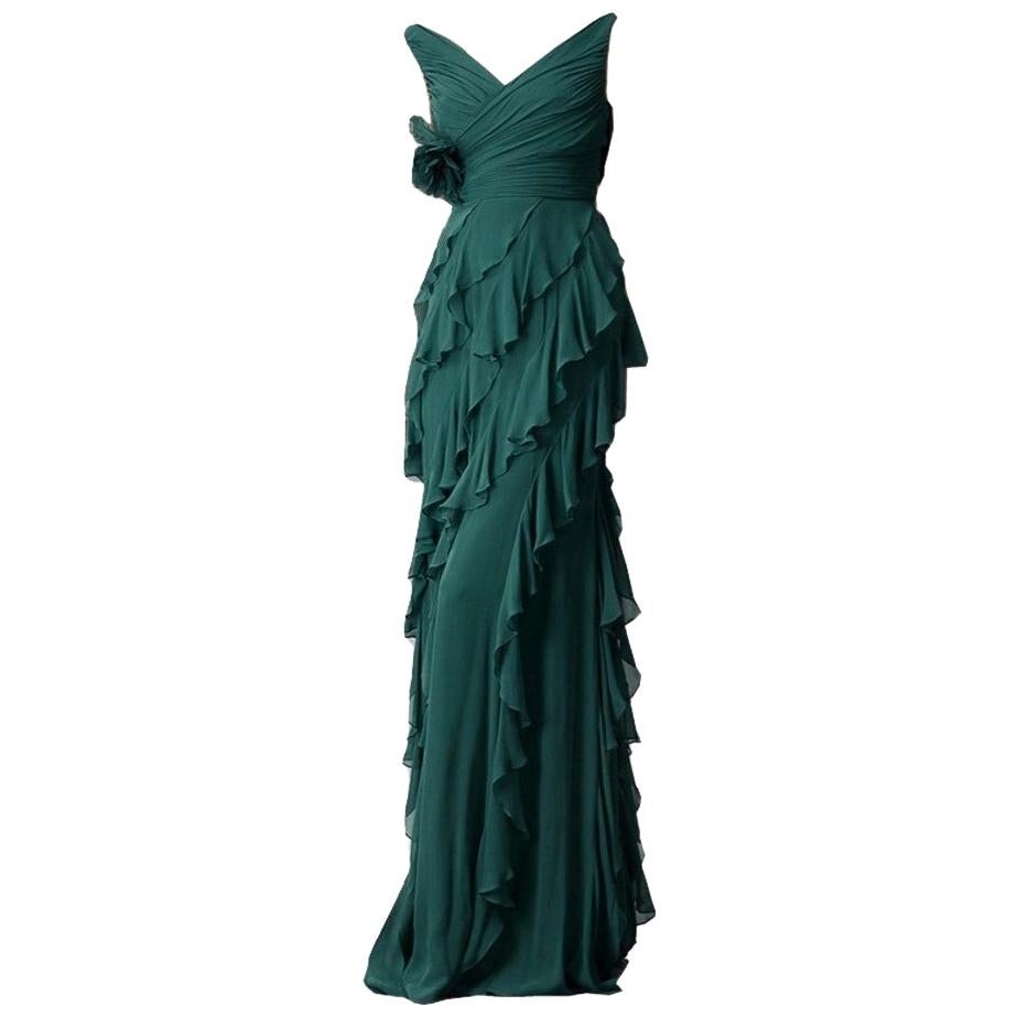New Badgley Mischka Couture Evening Dress Gown Sz 2