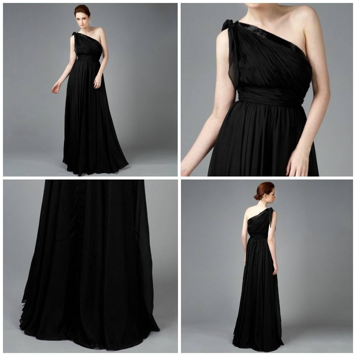 Black New Badgley Mischka Couture Evening Dress Gown Sz 4
