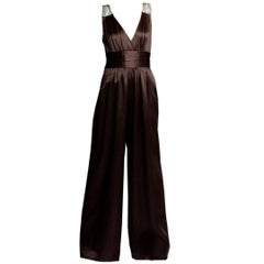 New Badgley Mischka Couture Silk Evening Jumpsuit Dress Gown Sz 2