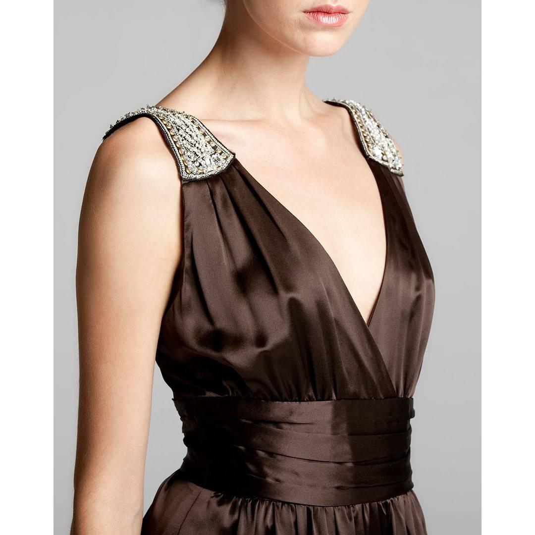 Badgley Mischka Couture Silk Evening Jumpsuit Dress Gown  1