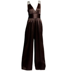 Badgley Mischka Couture Silk Evening Jumpsuit Dress Gown 