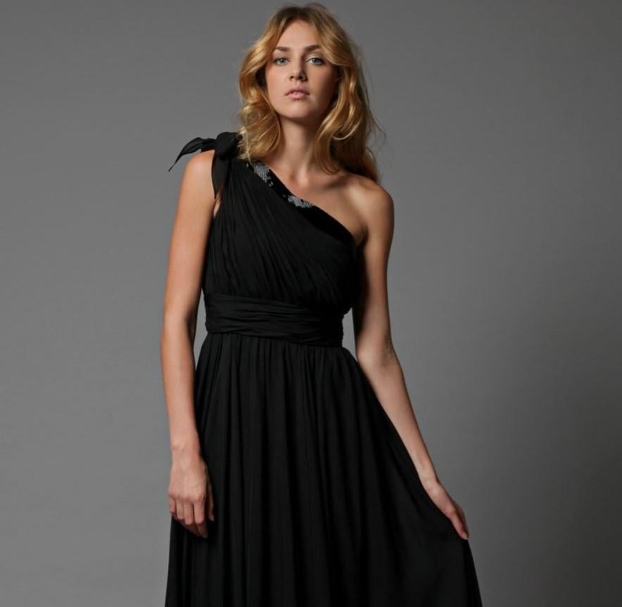 Donna Nuovo Badgley Mischka Abito da Cocktail in Seta con Perline Taglia 2 in vendita