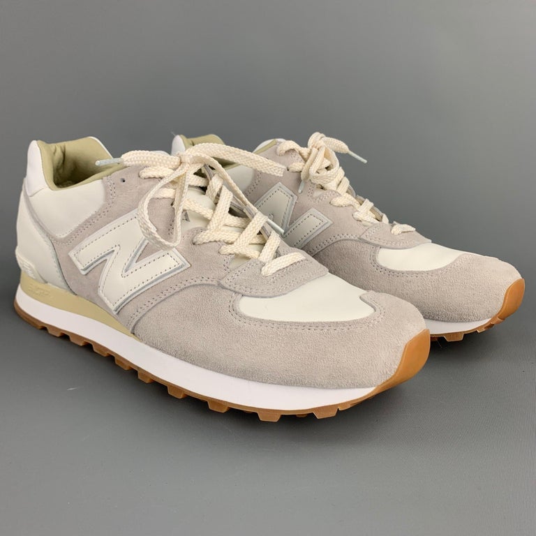 NEW BALANCE 575 Classic Size 10.5 White Two Toned Leather Grey Sneakers at  1stDibs