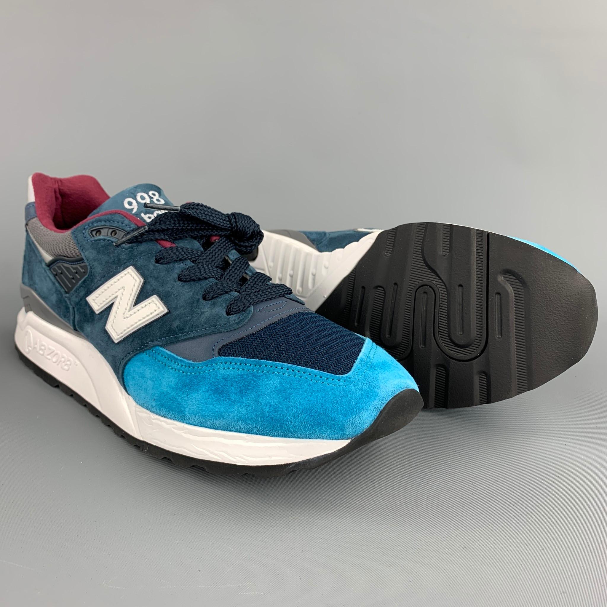 Men's NEW BALANCE 998 Size 10.5 Blue Suede Color Block Sneakers