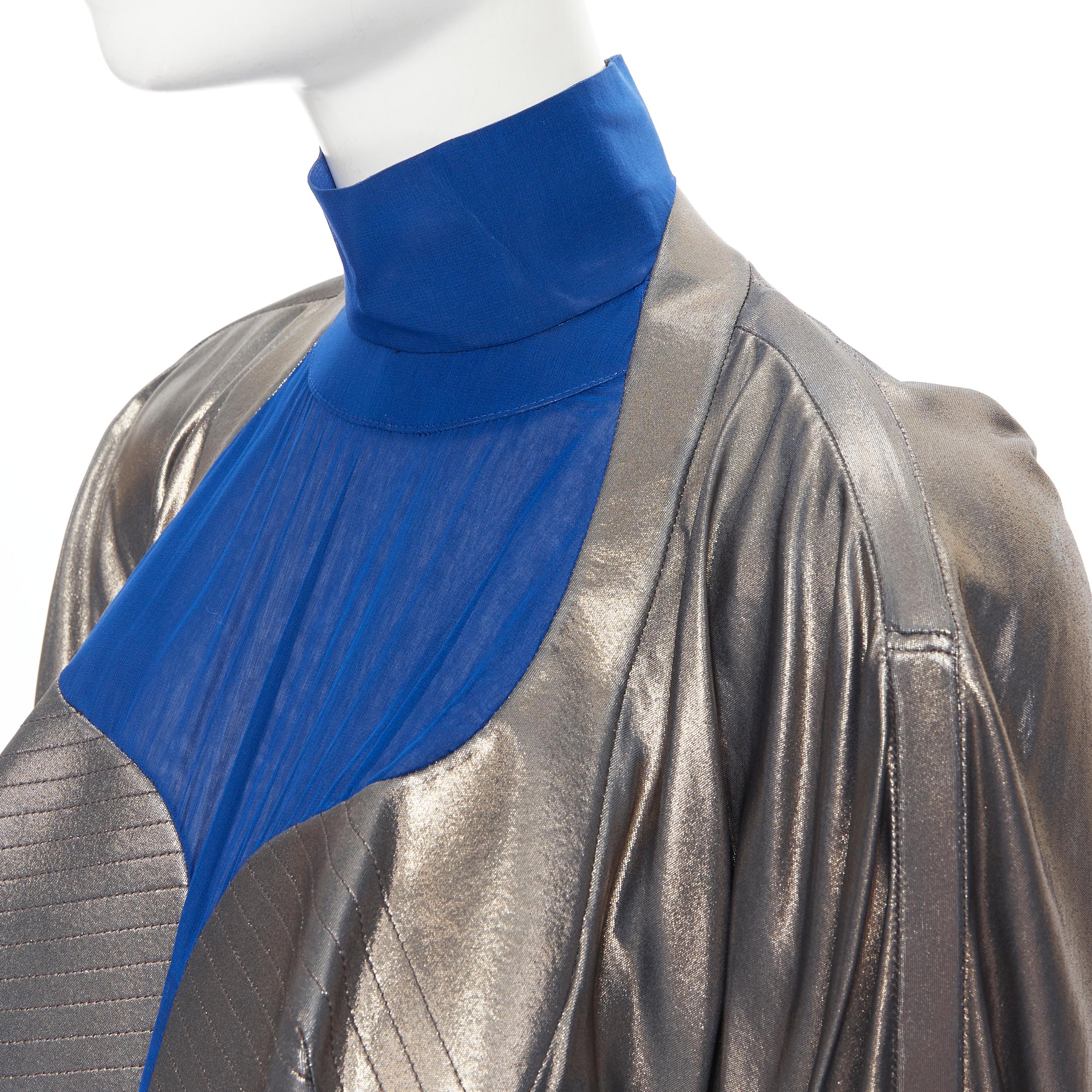 new BALENCIAGA 2012 Runway blue copper futuristic bustier silk dress FR36 XS In New Condition For Sale In Hong Kong, NT