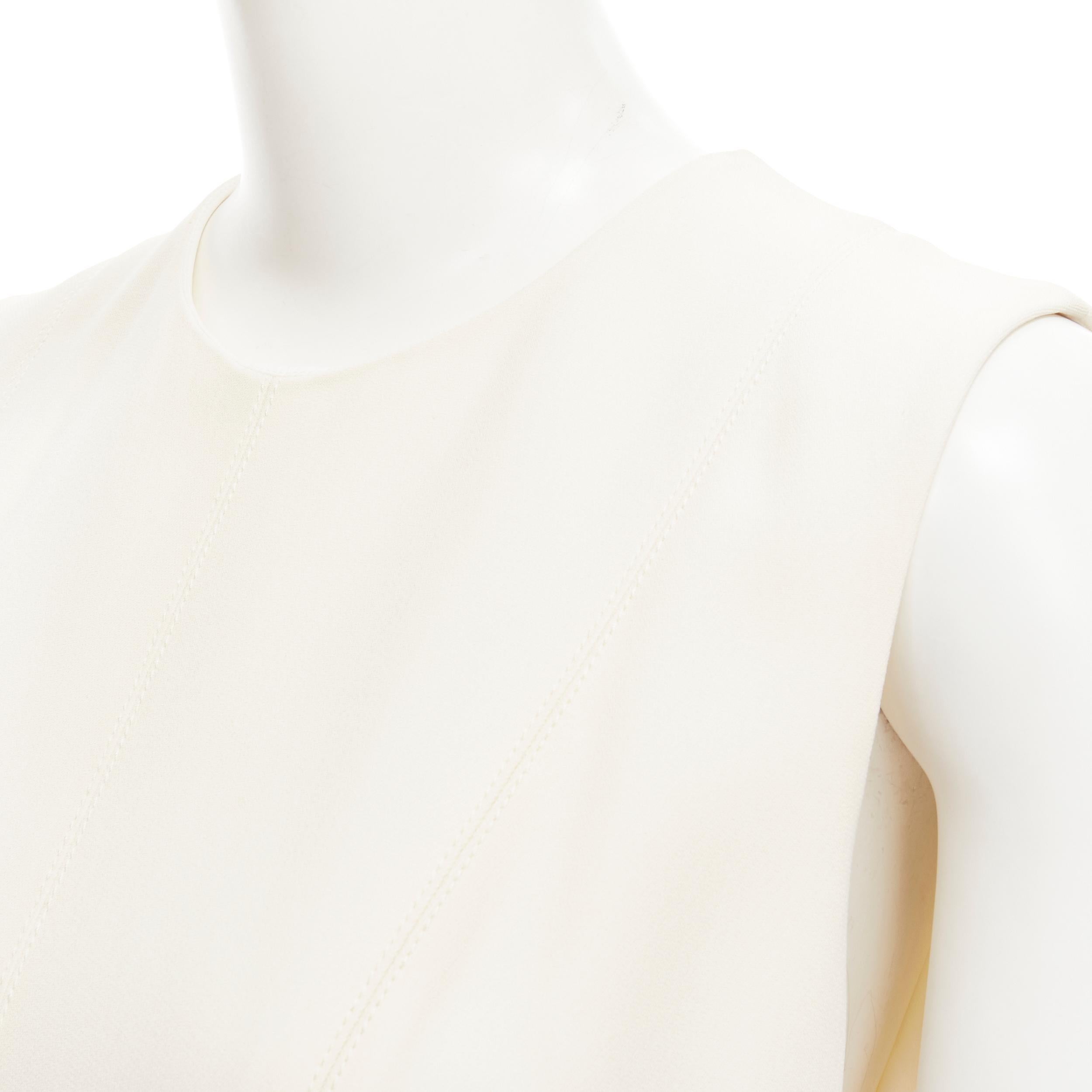 Women's new BALENCIAGA 2015 cream crepe decorative black lace midi dress FR40 M For Sale