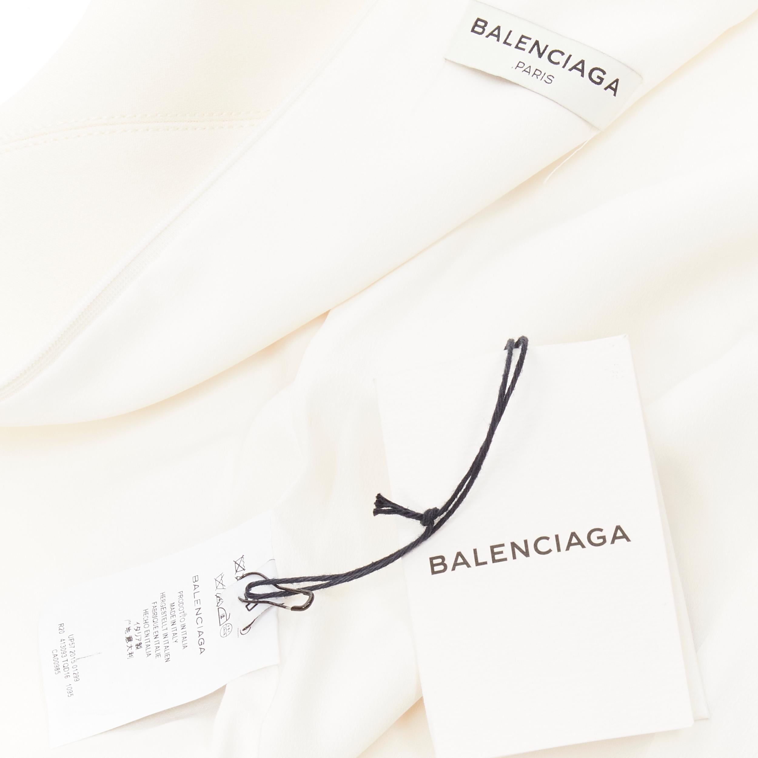new BALENCIAGA 2015 cream crepe decorative black lace midi dress FR40 M For Sale 2