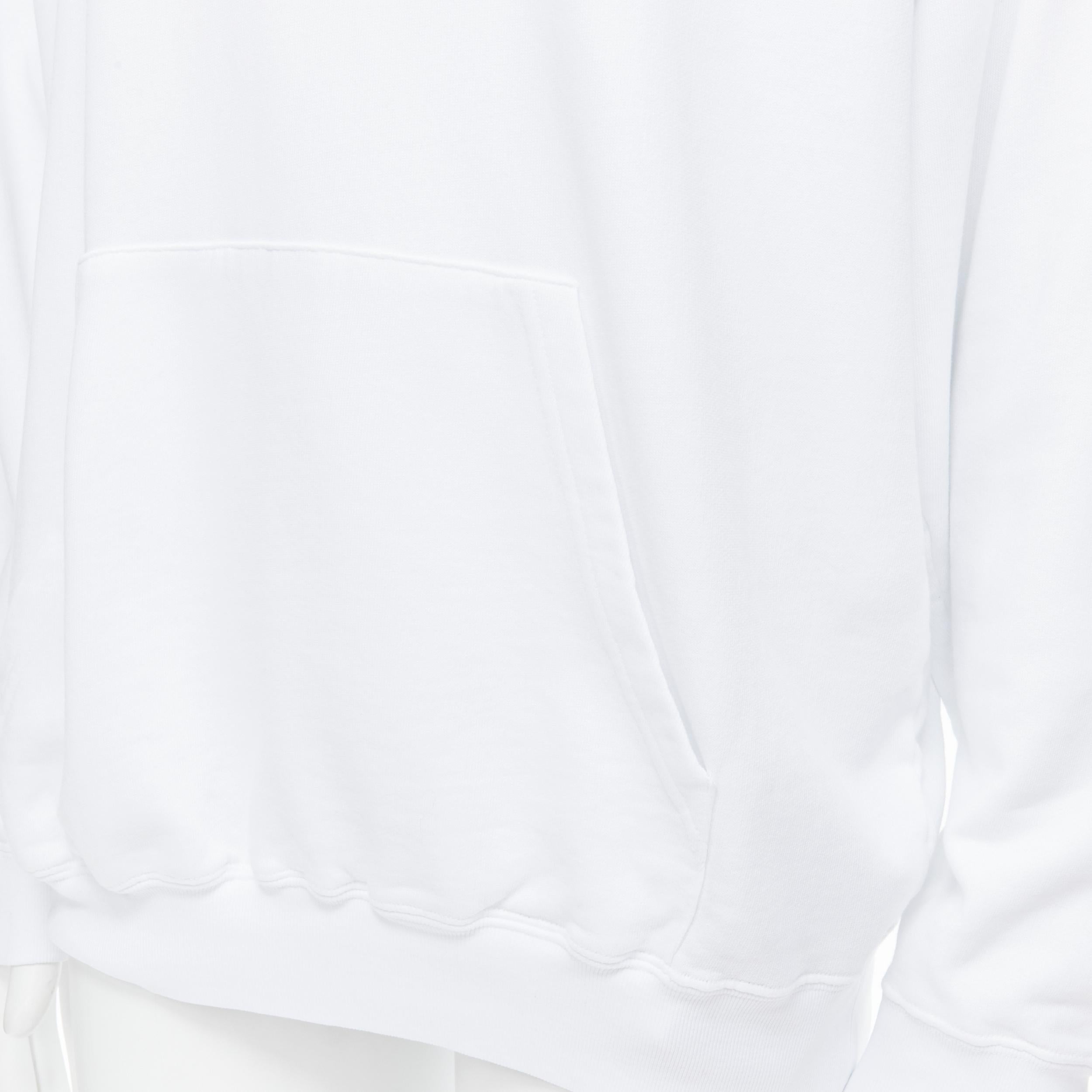 new BALENCIAGA 2018 black Gothic Tattoo logo embroidery white cotton hoodie M For Sale 1