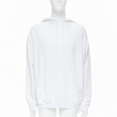 new BALENCIAGA 2018 black Gothic Tattoo logo embroidery white cotton hoodie S
