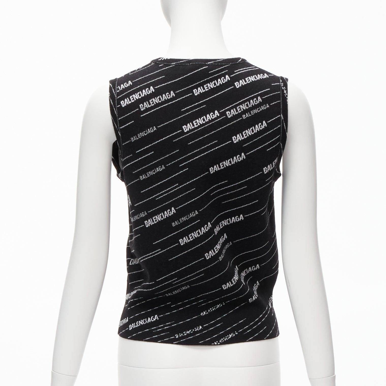 new BALENCIAGA 2018 black white graphic striped logo sweater vest FR38 M 1