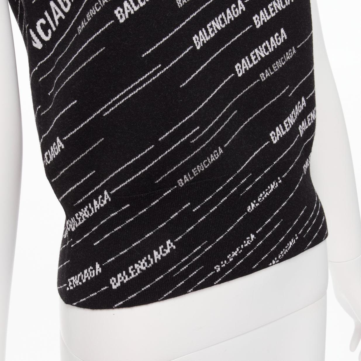 new BALENCIAGA 2018 black white graphic striped logo sweater vest FR38 M 3