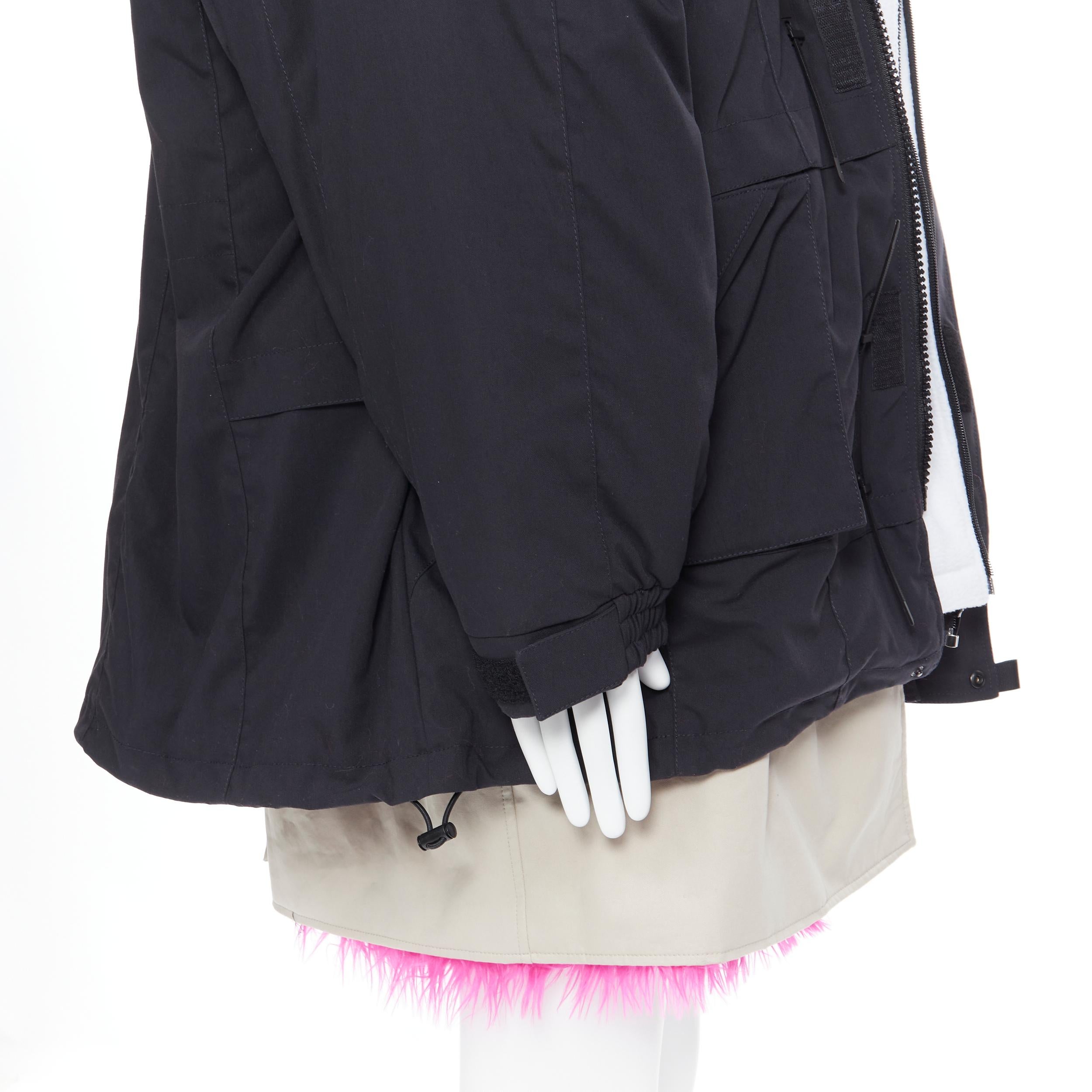 new BALENCIAGA 2018 Runway Fake Layering 7 layer pink fur lined parka jacket XL For Sale 2