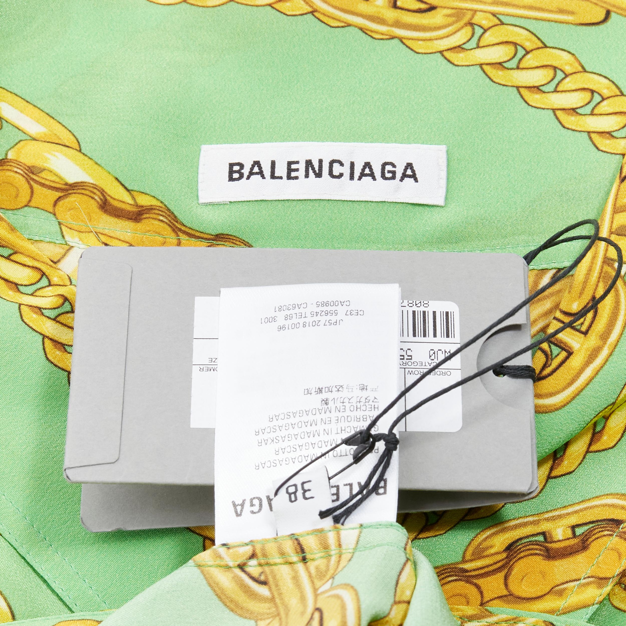 new BALENCIAGA 2018 Runway green gold chain draped back shirt FR38 M 3