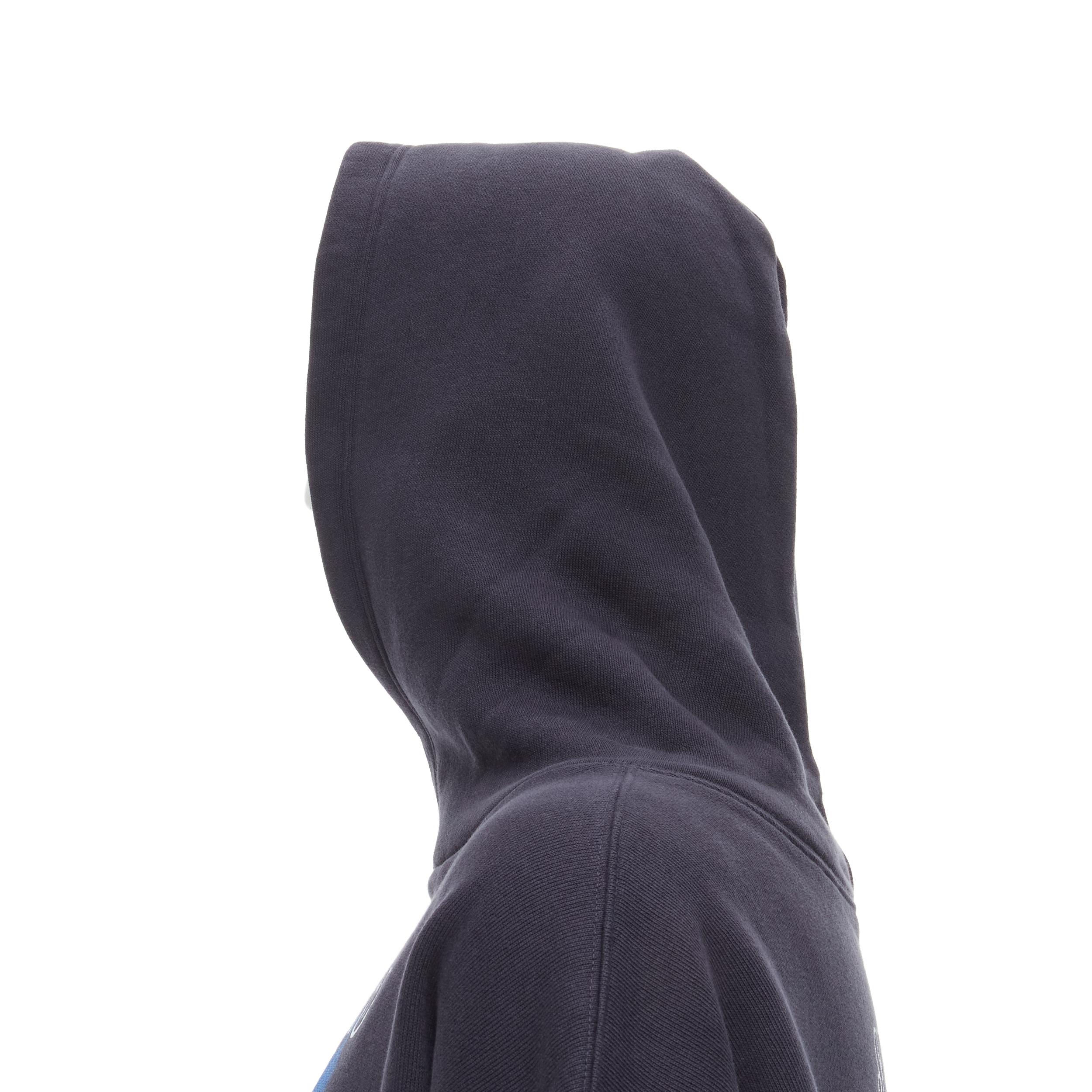 new BALENCIAGA 2018 Runway Speedhunters black cotton fleece oversized hoodie L 2