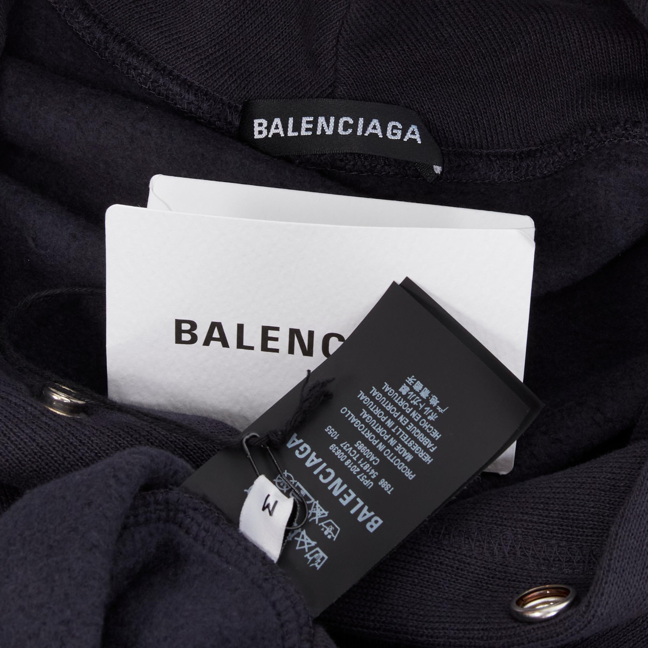 new BALENCIAGA 2018 Runway Speedhunters black cotton fleece oversized hoodie M 4