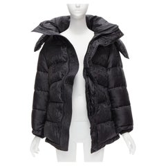 nuovo Balenciaga 2019 nero tutto logo jacquard Swing con cappuccio trapuntato cappotto puffer FR3